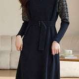 Mid-Length Patchwork Knit Dress