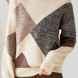 Color-blocked Loose Half-high Neck Sweater