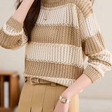 Contrast Color Hollow Out Knit Sweater