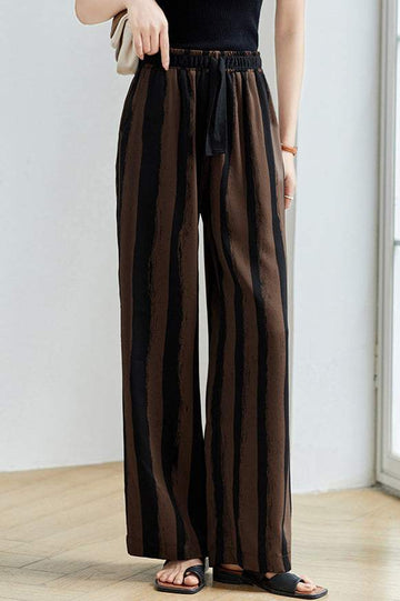 Casual maxi pants with laces and striped pattern, 2 colors included