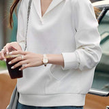 Casual Solid Color Lapel Sweatshirt in 2 Colors