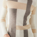 Color-block thin turtleneck knitted sweater