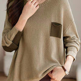 Casual Contrast Color Knit Sweater