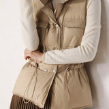 Drawstring cinched-waist down vest