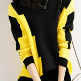 Fashion color-blocking knitted sweater