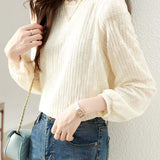 Round-neck lace solid-color bottoming shirt