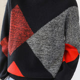 Color-blocked Loose Half-high Neck Sweater