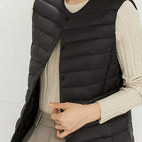 Solid Color Round Neck Duck Down Vest