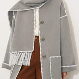 Elegant Woolen Coat with Bonus Scarf