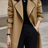 Lapel Collar Belted Bi-Color Coat - 2 Colors Available