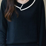 Asymmetric lapel knitted top