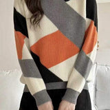 Casual Loose Color Block Mock Neck Sweater in 4 Colors