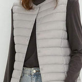 Solid Color Round Neck Duck Down Vest