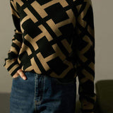 Modern Minimalist Geometric Pattern Knit Sweater