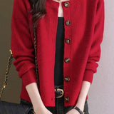 Solid-color short sweater outerwear