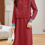 Embroidered vest dress set