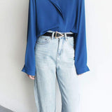 Skipper Collar Asymmetrical Long Sleeve Shirt