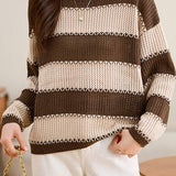 Contrast Color Hollow Out Knit Sweater