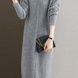 Simple and Comfortable Long Jacquard Knit Dress in 2 Colors