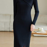 Double-Layer Collar Slim Knit Dress