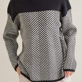 Off Neck Herringbone Pattern Knit Sweater - 3 Colors Available