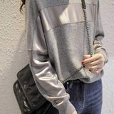 Knit Patchwork Long Sleeve Sweatshirt