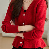 V-neck glittery knitted cardigan