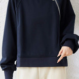 Loose Casual Short-style Oblique Zipper Hoodie