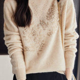 Stylish Rhinestone Knit Top