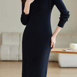 Elegant Square Neck Knit Dress