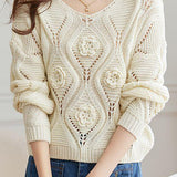 Loose Fit Casual Hollow-Out Knit Sweater