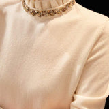 Elegant Ruffle Collar Knit Sweater