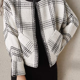 Chanel-Inspired Black and White Check Wool Coat