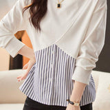 Casual Striped Color Block Round Neck Sweatshirt