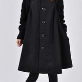 High Neck Raglan Sleeve Melton Coat - 2 Colors Available