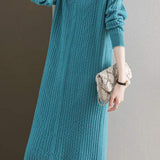 Simple and Comfortable Long Jacquard Knit Dress in 2 Colors