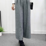 High-Waisted Casual Wool Wide-Leg Trousers