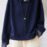 Hooded drawstring long-sleeved sweatshirt