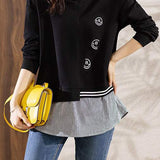 Striped Patchwork Faux-Layer Sweatshirt