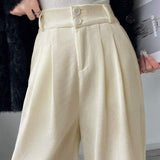 High-Waisted Straight-Leg Chenille Wide-Leg Pants