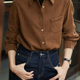 Asymmetrical Simple Design Long Sleeve Shirt - 4 Colors Available