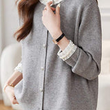 Beaded Lace Round Neck Knitted Cardigan