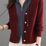 Fake two-piece spliced cardigan