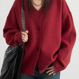 Layered Look V-Neck Drop Shoulder Knit - 4 Colors Available