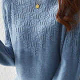 Solid Color hollow knit design Crochet Crew Neck Base Layer