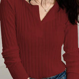 Casual ribbed knitted sweater