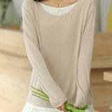 Knitted sweater in fake two-piece style with color-blocking splicing