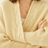 Buttonless cable-knit cardigan