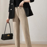 Casual Wool Straight Leg Pants