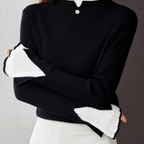 Faux two-piece half-turtleneck knitted top